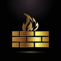 Golden Firewall Emblem Protection Security Network Safety vector