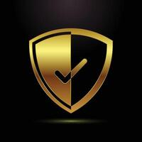Golden Shield with Checkmark a Symbol of Security Protection and Approval for Authenticity and Trust vector
