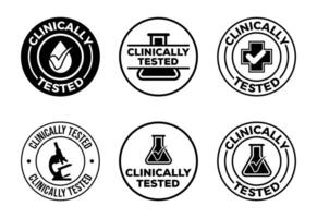 Collection of Clinically Tested Round Product Seals and Labels in Black and White vector