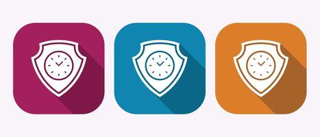Collection of Security Icons with Time Inside the Shield Symbol Representing Timeless Protection vector