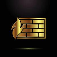 Firewall Security Protection Golden Icon for Digital Safety vector