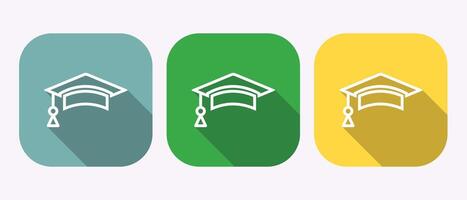 A Visual Representation of Education Graduation Mortarboard Symbols in Three Different Colored Icons vector
