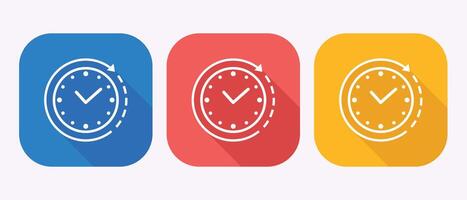 Time Management Icons Set in Blue Red and Yellow Colors Graphic Resource vector