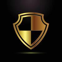 Golden Shield Emblem Featuring a Quartered Design, Signifying Protection, Security, and Strength in Noble Heraldry vector