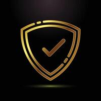 Golden Shield with Checkmark A Symbol of Trust Reliability and Safety for a Protected Future vector