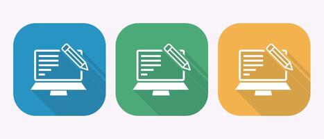 Colorful Laptop Icons with Pencil Symbolize Writing and Editing for Blog or Website Design vector