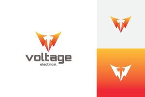 voltage electric v letter logo design vector