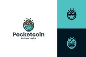 pocket coin saving logo design vector