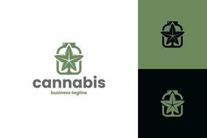 cannabis jar logo design vector