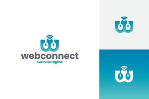 web connect w letter logo design vector