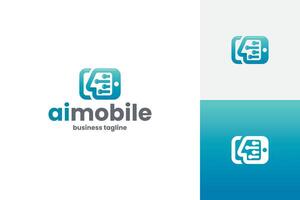 mobile artificial intelligence logo design vector