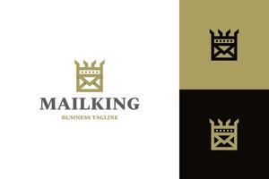 luxury crown mail logo design vector