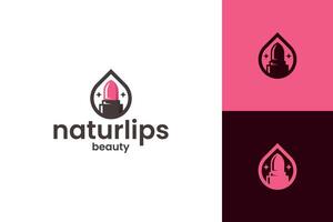 beauty nature lipstick logo design vector
