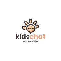 kids hand chat logo design vector