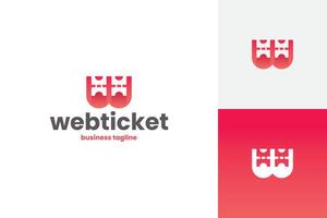 web ticket w letter logo design vector