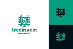 pocket tree invest logo design vector