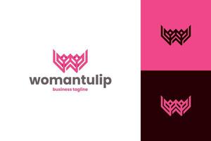 woman beauty tulip w letter logo design vector
