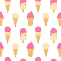 Colorful ice cream pattern on white background vector