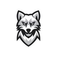 a wolf head logo with a black and white design vector