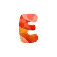 the letter e is made up of orange and red shapes vector