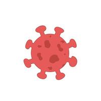 Flat red virus icon illustration. Simple cartoon-style microorganism ideal for infographics, health education, medical apps, or virus awareness graphics vector