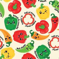 Colorful cartoon peppers pattern vector