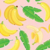 bananas and leaves pattern illustration vector
