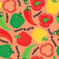 Colorful peppers in a vibrant pattern vector