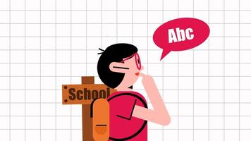 Animation of a student carrying a school backpack, representing back to school video
