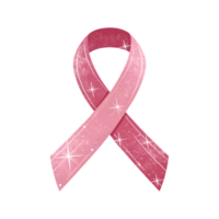 Gradient Pink Sparkling Ribbon with White Star Accents on Transparent Background for Breast Cancer Awareness Campaign png