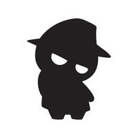 Cute cartoon character silhouette isolated on white background vector
