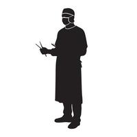 A silhouette of a surgeon holding scissors vector