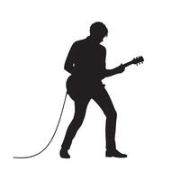Musician playing guitar silhouette isolated on white background vector