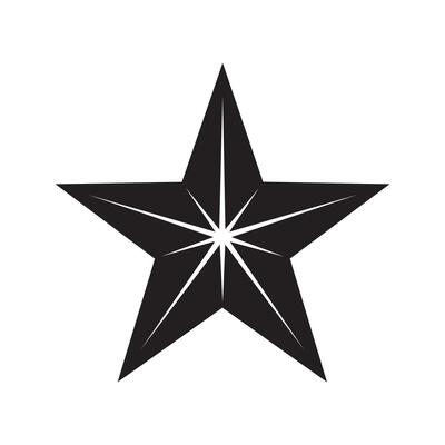 Black geometric star shape with sharp points isolated on white background silhouette