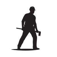 Silhouette of a man with a hammer on a white background vector