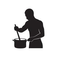 Man cooking food icon silhouette illustration vector