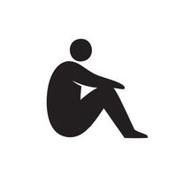 Stylized person sitting silhouette isolated on white background vector