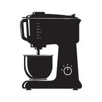 Black kitchen stand mixer silhouette isolated on white background vector