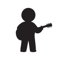 Person playing guitar silhouette isolated on white background vector