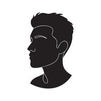 Stylized black silhouette of a man s head in profile facing left isolated on white background silhouette vector