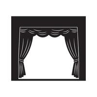 Theater stage curtain black and white illustration vector