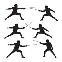Fencing duel silhouette isolated on white background vector