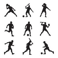 Silhouettes of baseball players vector