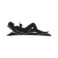 A silhouette of a woman lying on a beach towel vector