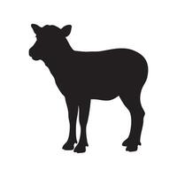 Black silhouette of a young sheep isolated on white background vector