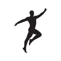 Dynamic dancer in mid leap silhouette isolated on white background vector