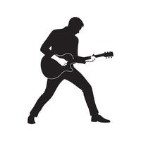 A silhouette of a man playing an electric guitar vector