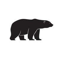 Black silhouette of a polar bear isolated on white background vector