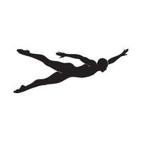 Swimmer performing a butterfly stroke in a dynamic silhouette isolated on white background vector