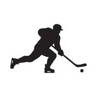 Hockey player in action silhouette isolated on white background vector